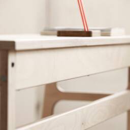 Mid-Century Modern L-Shaped Desk Wooden Corner Desk, Computer Japandi Furniture - thumbnail 4