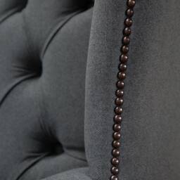 British Handmade Dark Grey Wool Fabric Chesterfield Wing Chair - thumbnail 3