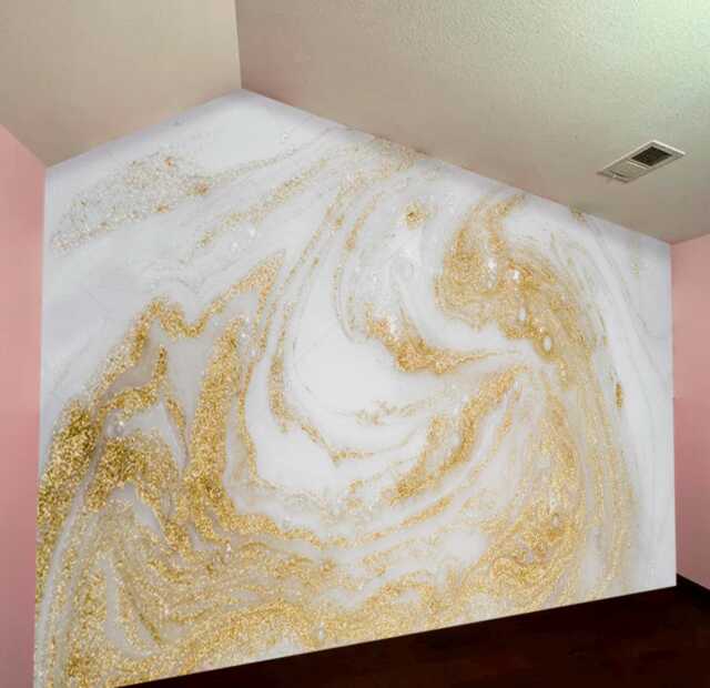 White & Gold Sparkle Wall Mural Marble Wallpaper Glitter Decor Bedroom Customizable Wall Decal Removable - image 1