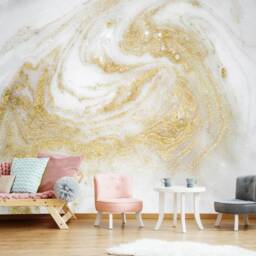 White & Gold Sparkle Wall Mural Marble Wallpaper Glitter Decor Bedroom Customizable Wall Decal Removable - thumbnail 2