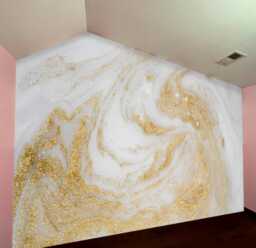 White & Gold Sparkle Wall Mural Marble Wallpaper Glitter Decor Bedroom Customizable Wall Decal Removable - thumbnail 1