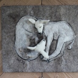 Handmade Needle Felted Sheep Wall Hanging Wool Art - thumbnail 3