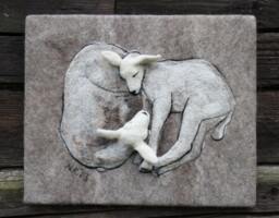 Handmade Needle Felted Sheep Wall Hanging Wool Art