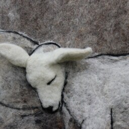 Handmade Needle Felted Sheep Wall Hanging Wool Art - thumbnail 4