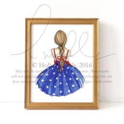 Patriotic Girl Fashion Illustration Print Fourth Of July Decor - thumbnail 2