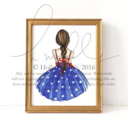 Patriotic Girl Fashion Illustration Print Fourth Of July Decor - thumbnail 3
