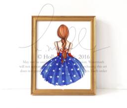 Patriotic Girl Fashion Illustration Print Fourth Of July Decor - thumbnail 1