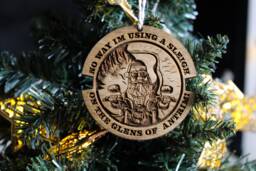 Santa Antrim Glens Wooden Bauble Northern Design Ireland Fun Classic Ornament Quirky Rustic Stocking Present Laser Wood Burned Ornate