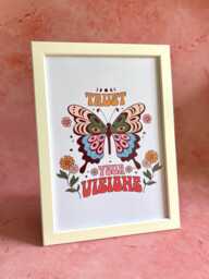 Trust Your Visions Print - Retro Butterfly Wall Art 60S Psychedelic Poster Motivational A4 Groovy Hippie Home Decor - thumbnail 1