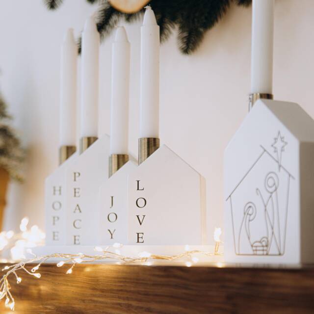 Countdown Candle Holders Christmas Table Centerpiece Minimalist Holiday Home Decor Gifts Handmade Toys Set Of 5 - image 1
