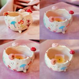 The Magical Woodlands - Handmade Tealight Holders, Candle Holders. Mushroom, Moon, Peony, Rose. Herbs. Jewellery Bowl. Home D??cor. Pottery - thumbnail 3
