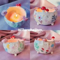The Magical Woodlands - Handmade Tealight Holders, Candle Holders. Mushroom, Moon, Peony, Rose. Herbs. Jewellery Bowl. Home D??cor. Pottery - thumbnail 2