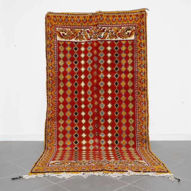 Large Moroccan Wool Rug 10x5 Ft Red Tribal Berber Carpet - image 1