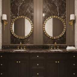 Round Vanity Mirror - Handmade Living Room Cow Bone Inlay Circle - thumbnail 2