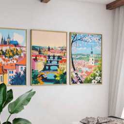 Set Of 3 Prague Posters, Czech Republic Travel Prints, Bohemian City Wall Art Set, European Capital Decor, Medieval Prints - thumbnail 4