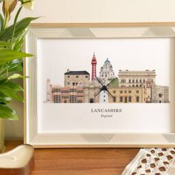 Lancashire Skyline Print, Cityscape, Wall Art, Gift, Illustration, Poster, Lancaster - thumbnail 2