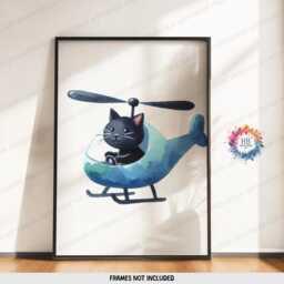 Blue Cat Nursery Prints - Set Of 3 Posters - Vehicle Wall Art Car Poster Kid Cats Decor Transport Boys Bedroom Artwork - thumbnail 3