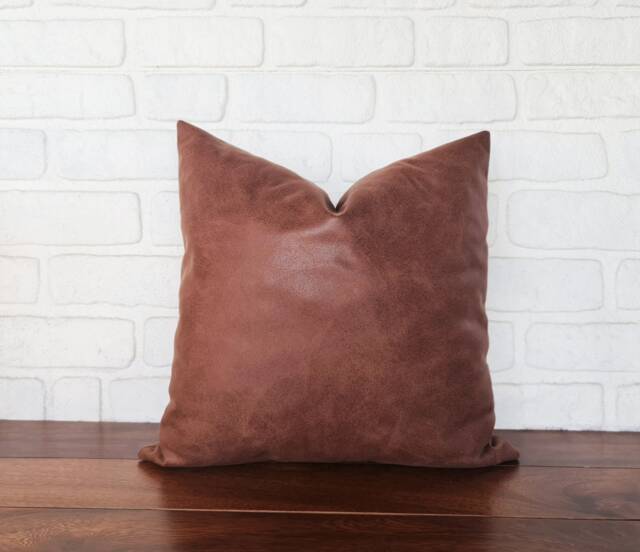 Montana Faux Leather Pillow Cover Rustic Home Decor - image 1