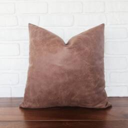 Montana Faux Leather Pillow Cover Rustic Home Decor - thumbnail 2