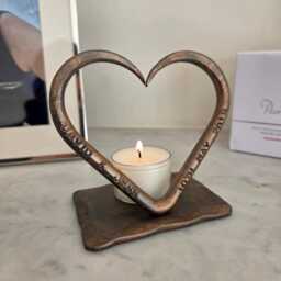 7Th Copper Anniversary T Light~ Personalised Wedding Gift~ For Him Her Couples~ Candles Home Decor~ 7 Year Gift - thumbnail 3