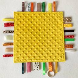 Fox Baby Lovey Sensory Ribbon Blanket With Wooden Ring - thumbnail 4