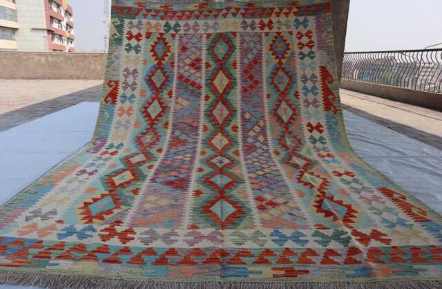 7x10 Tribal Chubi Kilim Rug, Afghan Flatweave Area Brand New Kilim, Maimana Oriental Turkmen Rug For Bedroom, Livingroom - image 1