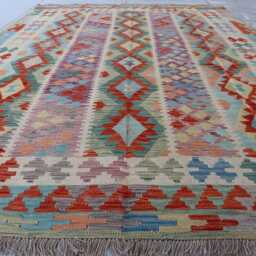 7x10 Tribal Chubi Kilim Rug, Afghan Flatweave Area Brand New Kilim, Maimana Oriental Turkmen Rug For Bedroom, Livingroom - thumbnail 2