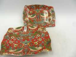 William Morris Strawberry Thief Soap Dishes Heron Cross Pottery Pair - thumbnail 1