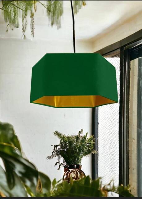 New Luxury Premium Quality Emerald Green Hexagon Velvet Lamp Shade Pendant Light With Metallic Lining - image 1