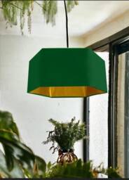 New Luxury Premium Quality Emerald Green Hexagon Velvet Lamp Shade Pendant Light With Metallic Lining