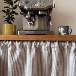 Striped Washed Linen Cafe Curtain, French Style, Rod Pocket Beige Stripe Clara - thumbnail 4