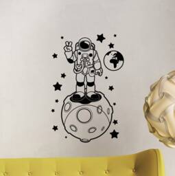 Astronaut Wall Decal Can Add The Name Spaceman Poster Moon & Stars Sign Gift Playroom Vinyl Sticker Space Decor Art 947 - thumbnail 1