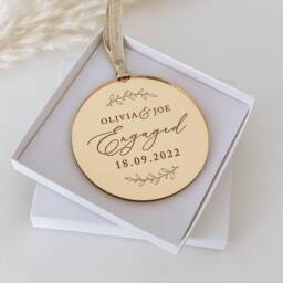 Engagement Christmas Tree Decoration - Personalised Names & Year Ornament