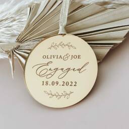 Engagement Christmas Tree Decoration - Personalised Names & Year Ornament - thumbnail 3