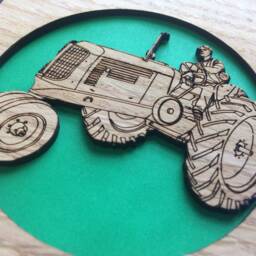 Farm Tractor Picture Frame - 5x7 Holds 3x4 Photo Pull Award, Farming Gift, Barn Decor - thumbnail 2