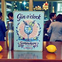 Vintage Gin Bar Sign Rustic Metal Plaque Wall Decor Home Art Gift Cocktail Lovers - thumbnail 2