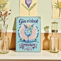 Vintage Gin Bar Sign Rustic Metal Plaque Wall Decor Home Art Gift Cocktail Lovers - thumbnail 1