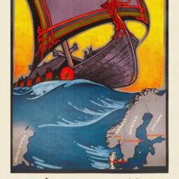 Vikings Travel Poster - See The Land Of Nordic Art -Viking Sailing Ship Denmark, Sweden, Norway - thumbnail 3