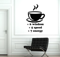 Wall Vinyl Decal Cup Coffee Wisdom Speed Energy Decor 2057Di - thumbnail 1
