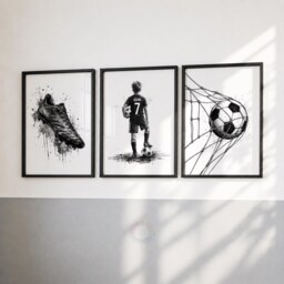 Personalised Football Prints - Boys Bedroom Decor, Soccer Wall Art Set Of 3 - thumbnail 2
