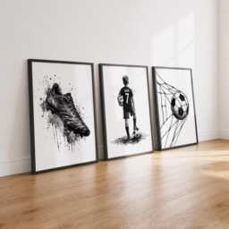 Personalised Football Prints - Boys Bedroom Decor, Soccer Wall Art Set Of 3