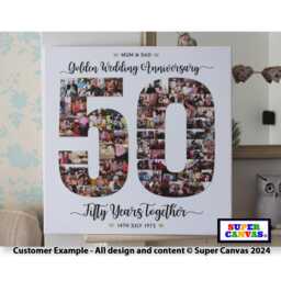 50Th Golden Wedding Anniversary Mum Dad Grandparents Photo Display Board Collage Framed Canvas Print Gift - thumbnail 2
