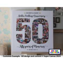 50Th Golden Wedding Anniversary Mum Dad Grandparents Photo Display Board Collage Framed Canvas Print Gift - thumbnail 3