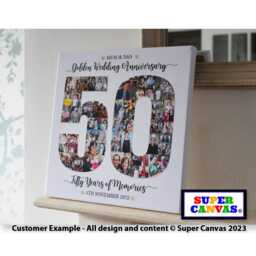 50Th Golden Wedding Anniversary Mum Dad Grandparents Photo Display Board Collage Framed Canvas Print Gift - thumbnail 1