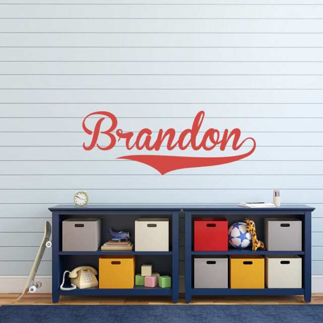 Personalized Baseball Name Wall Decal Sports Nursery Decor Ww75 - image 1