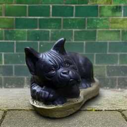 Concrete French Bulldog Garden Statue Cement Puppy Sculpture Outdoor Figurine Memorial Decor Handmade Cement Dog Lawn Art - thumbnail 4