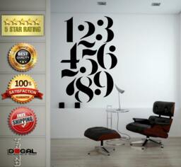 Numbers One Through Nine Wall Decal Vinyl Sticker Mural Room Decor L1773 - thumbnail 1