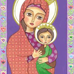 Madonna & Child, Catholic Art, Acrylic Painting, Bible Imageprint, Religious First Communion Gift, Mixed Media, Wall Decore By Evona - thumbnail 2