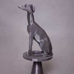 3D Printed Whippet Christmas Tree Topper Modern Polygonal Greyhound Design - thumbnail 3