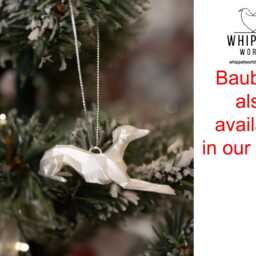 3D Printed Whippet Christmas Tree Topper Modern Polygonal Greyhound Design - thumbnail 4